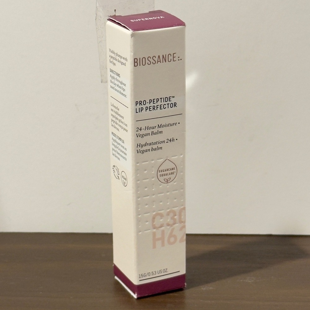 Biossance Pro-Peptide Lip Perfector Supernova Vegan Plumping Balm 15g 0.53oz NIB